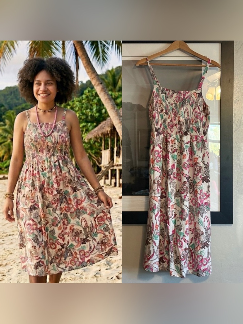 Old Navy Pink and Cream Floral Maxi Dress